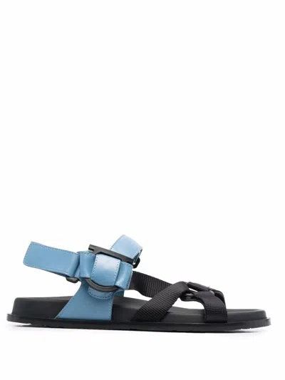 Ferragamo Women's Aja Bicolor Strappy Slingback Flat Sandals In Chambray Nero Cha