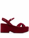 Ferragamo Strappy Platform Block-heel Sandals In Red