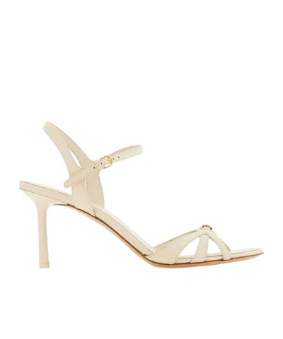 Ferragamo Strappy Sandal With New Vara Buckle In White