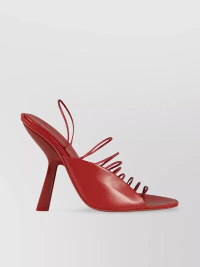 Ferragamo Strappy Sculptural Heel Mules With Round Toe In Red