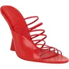 Ferragamo Ladies Red Leather Altaire Ultra Fine Strap Sandals In Red