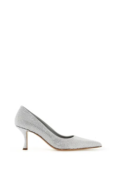 Ferragamo Crystal Embellished Pump In Silver