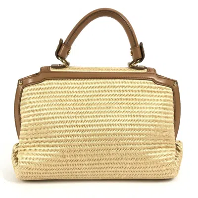 Pre-owned Ferragamo Straw Leather Handbag Shoulder Bag ()