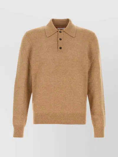 FERRAGAMO STRETCH CAMEL BLEND POLO SHIRT