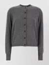 Ferragamo Dark Grey Stretch Cashmere Blend Cardigan In Gray