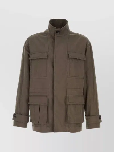 FERRAGAMO STRETCH COTTON JACKET HIGH COLLAR
