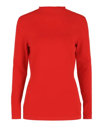 Ferragamo Stretch Jersey Mock-neck Shirt In Red