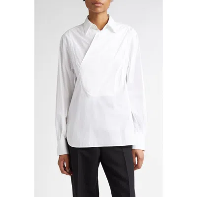 Ferragamo Stretch Poplin Tuxedo Shirt In White