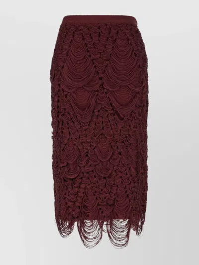 FERRAGAMO STRETCH SILK BLEND SKIRT WITH FRINGE DETAILING