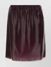 Ferragamo Stretchy Waistband Shiny Short Skirt In Burgundy
