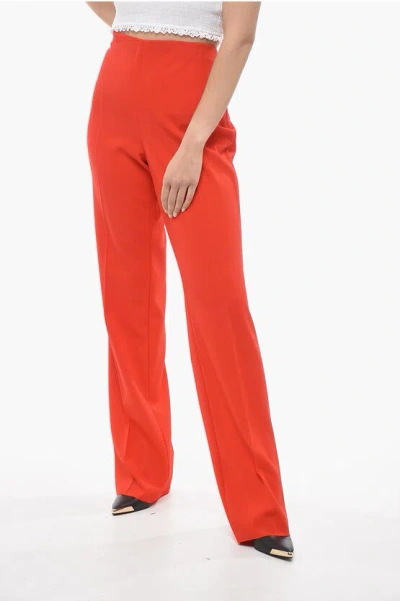 Ferragamo Stright Fit Wool Pants With Side Zip In Orange