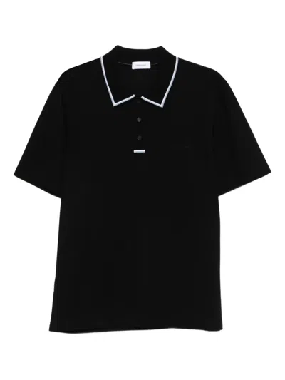 Ferragamo Stripe-detail Polo Shirt In Black
