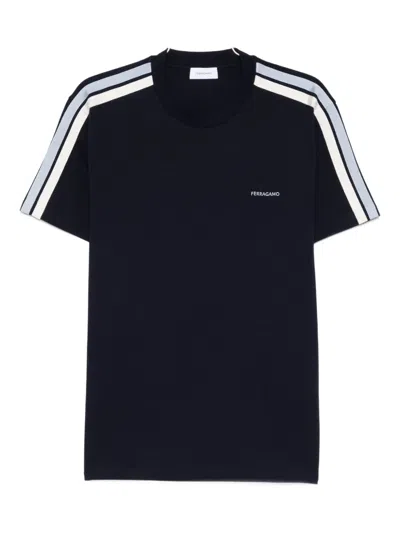 Ferragamo Stripe-detail T-shirt In Blue