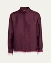 Ferragamo Stripe Print Button Down Mouline Twill Top In Oxbloodbo