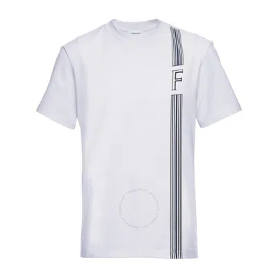Ferragamo Stripe-print Round Neck Cotton T-shirt In White