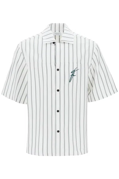 FERRAGAMO STRIPED BOWLING SHIRT WITH BUTTON FOR MEN