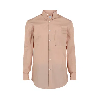 Pre-owned Ferragamo Striped Button Up Shirt 'beige Khaki' | Tan | Men's Size L In Brown