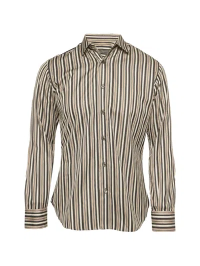 Pre-owned Ferragamo Striped Button-down Shirt In 中性色