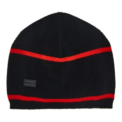 Ferragamo Striped Cashmere-blend Beanie In ["black"]