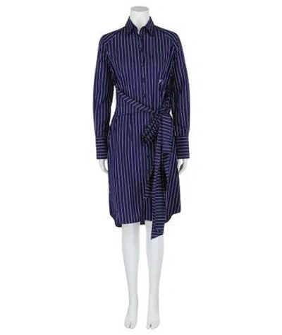 Pre-owned Ferragamo Striped Casual Dress W/ Tags In Blue