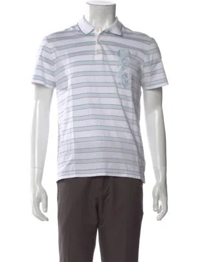Pre-owned Ferragamo Striped Collar Polo Shirt