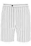 Ferragamo Men's Salvatore Striped Cotton Blend Bermuda Shorts In White