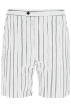 FERRAGAMO STRIPED COTTON BLEND BERMUDA SHORTS