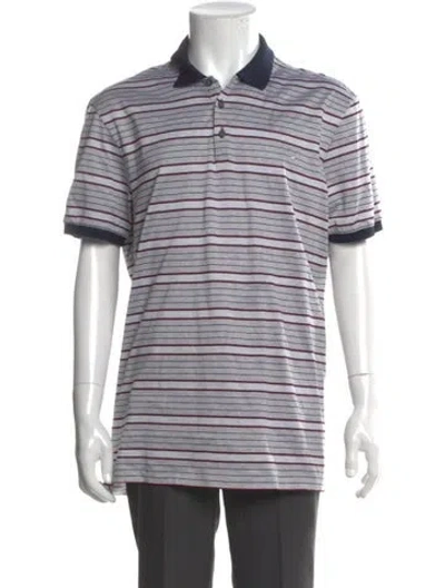 Pre-owned Ferragamo Striped Crew Neck Polo Shirt In Gray
