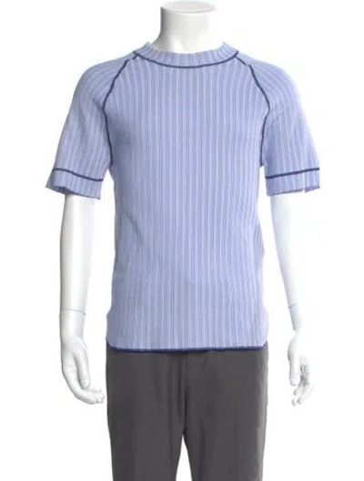 Pre-owned Ferragamo Striped Crew Neck T-shirt In Blue