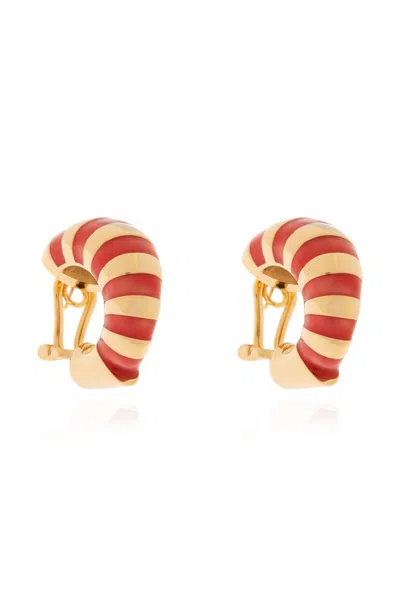 Ferragamo Striped Decorative Earrings In Yellow