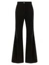 Ferragamo Striped Flared Velvet Trousers In Black