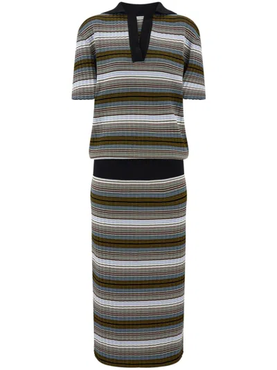 Ferragamo Knitted Striped Dress In Multicolor