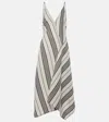 Ferragamo Striped Linen And Cotton Maxi Dress In Neutrals
