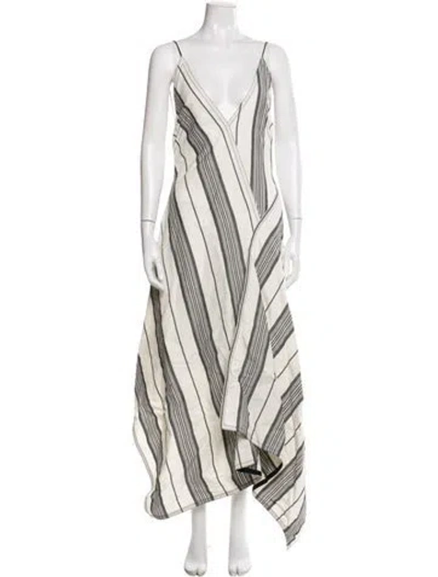 Pre-owned Ferragamo Striped Long Dress W/ Tags In Multi