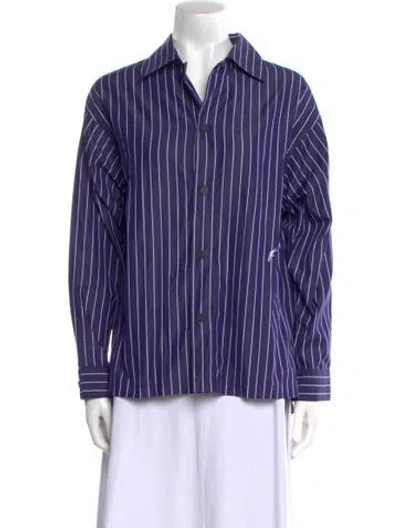 Pre-owned Ferragamo Striped Long Sleeve Button-up Top In Multi