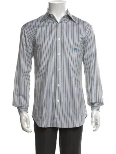 Pre-owned Ferragamo Striped Long Sleeve Dress Shirt In Neutrals