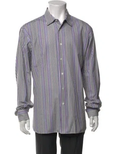Pre-owned Ferragamo Striped Long Sleeve Dress Shirt In Red