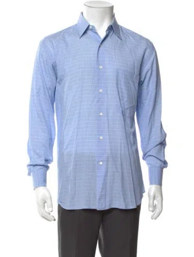 Pre-owned Ferragamo Striped Long Sleeve Shirt In Blue