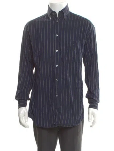 Pre-owned Ferragamo Striped Long Sleeve Shirt In Blue