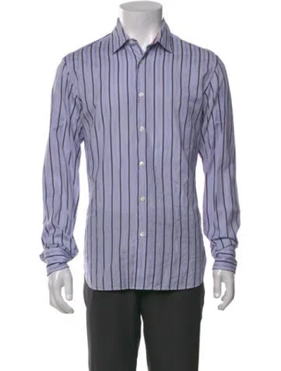 Pre-owned Ferragamo Striped Long Sleeve Shirt In Blue