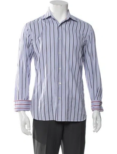 Pre-owned Ferragamo Striped Long Sleeve Shirt In Blue