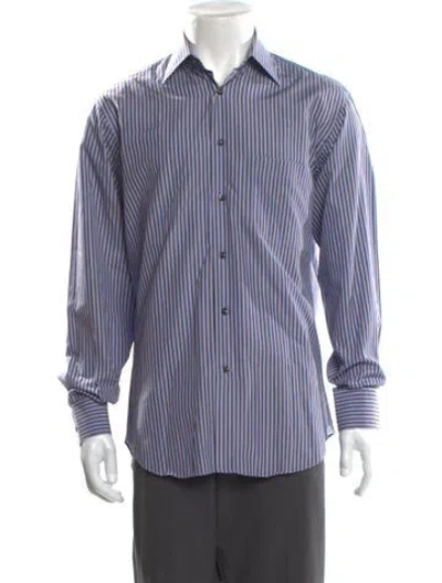 Pre-owned Ferragamo Striped Long Sleeve Shirt In Blue