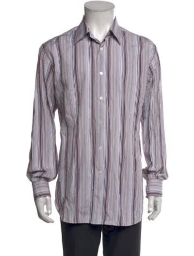 Pre-owned Ferragamo Striped Long Sleeve Shirt In Gray