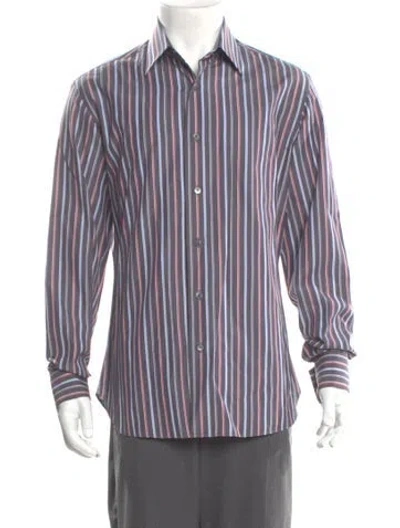 Pre-owned Ferragamo Striped Long Sleeve Shirt In Purple