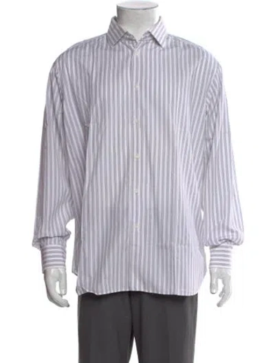 Pre-owned Ferragamo Striped Long Sleeve Shirt In White