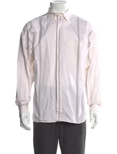 Pre-owned Ferragamo Striped Long Sleeve Tuxedo Shirt In Multi