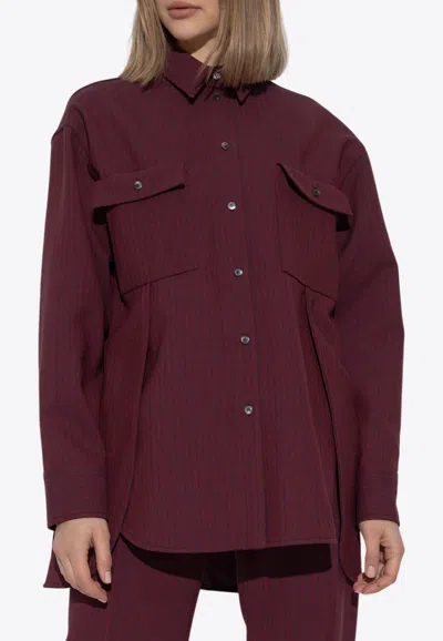 Ferragamo Striped Loose Shirt In Red