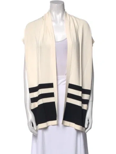 Pre-owned Ferragamo Striped Open Front Sweater In White
