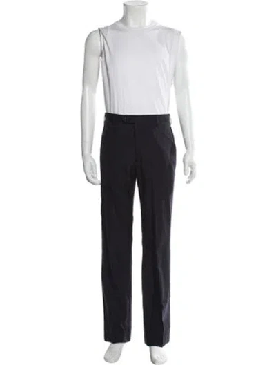 Pre-owned Ferragamo Striped Pants In Blue