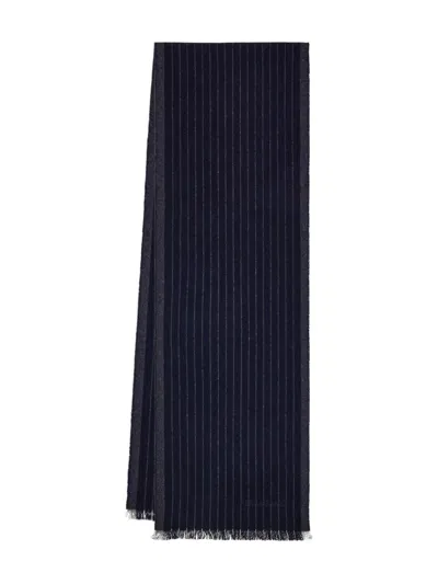 Ferragamo Striped-pattern Scarf In Blue
